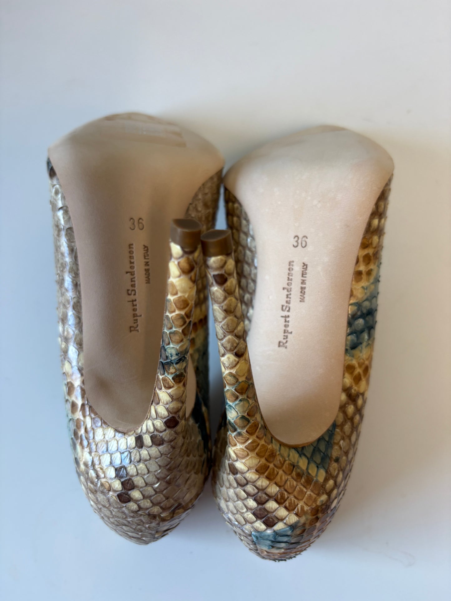 Rupert Sanderson Elba Indigo Blue Python Pumps