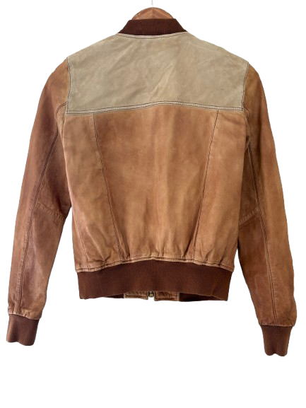 7 For All Mankind Tan Leather Bomber