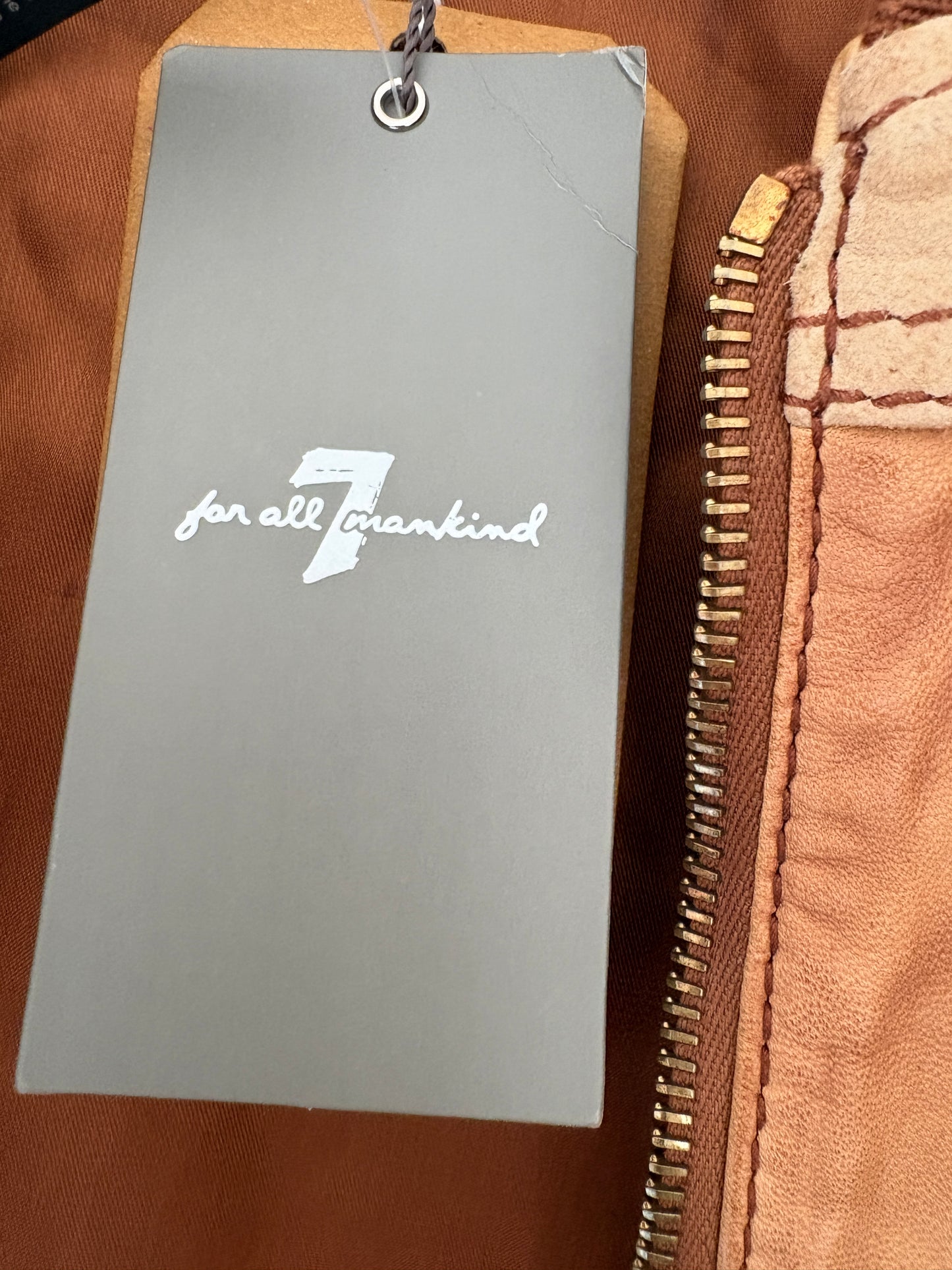 7 For All Mankind Tan Leather Bomber