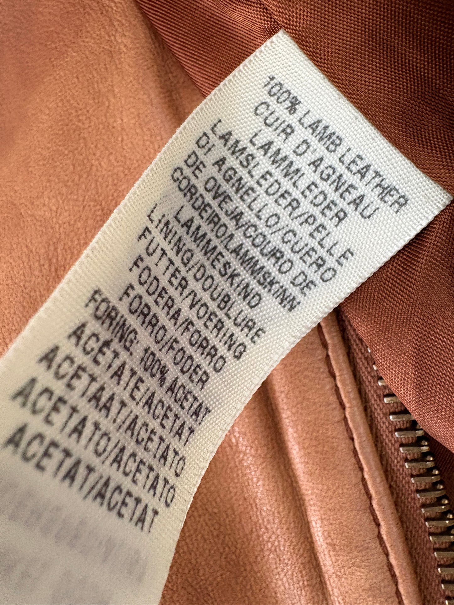 7 For All Mankind Tan Leather Bomber