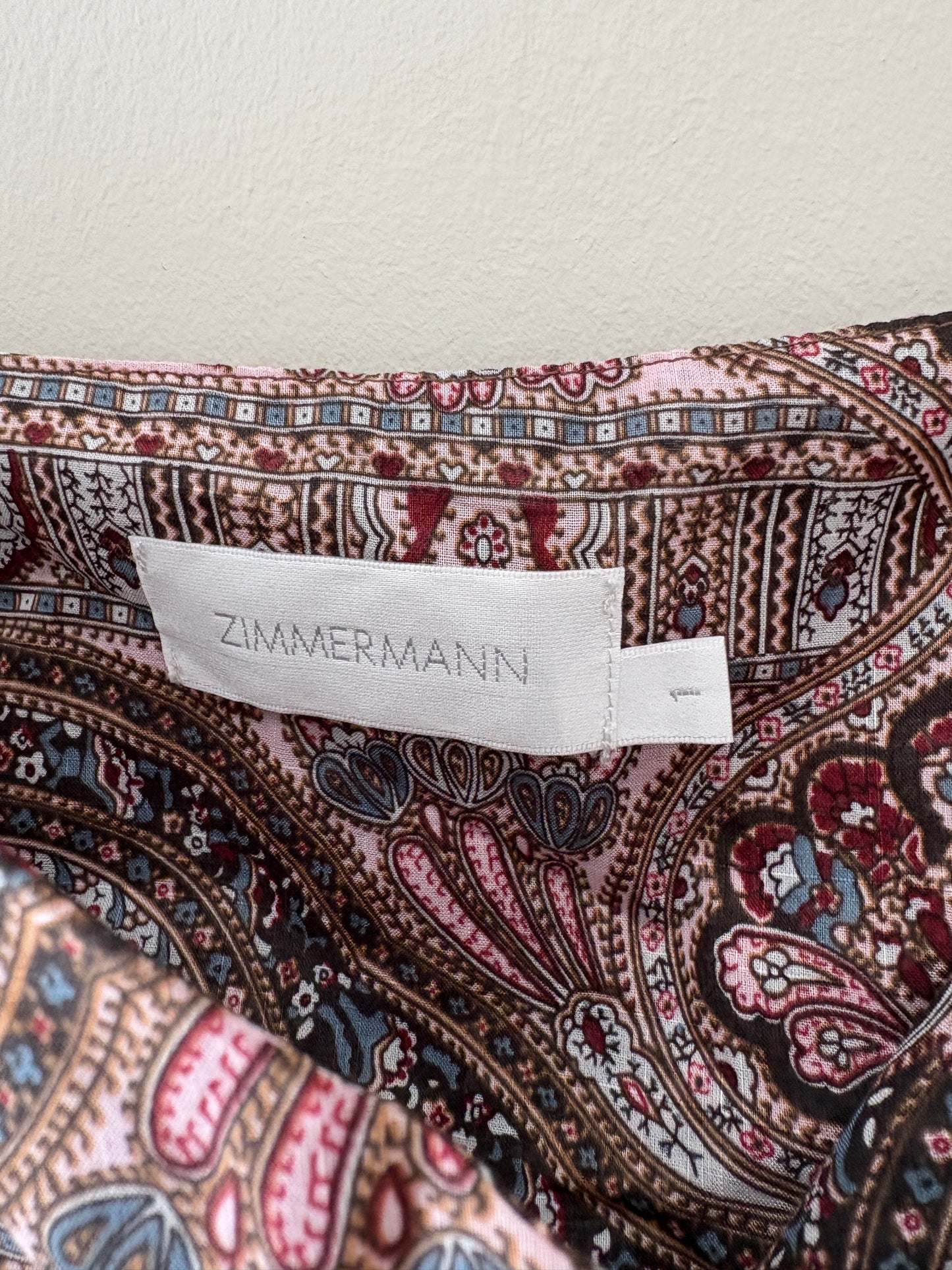 Zimmermann Epoque Pink Paisley Print Wrap Crop Top