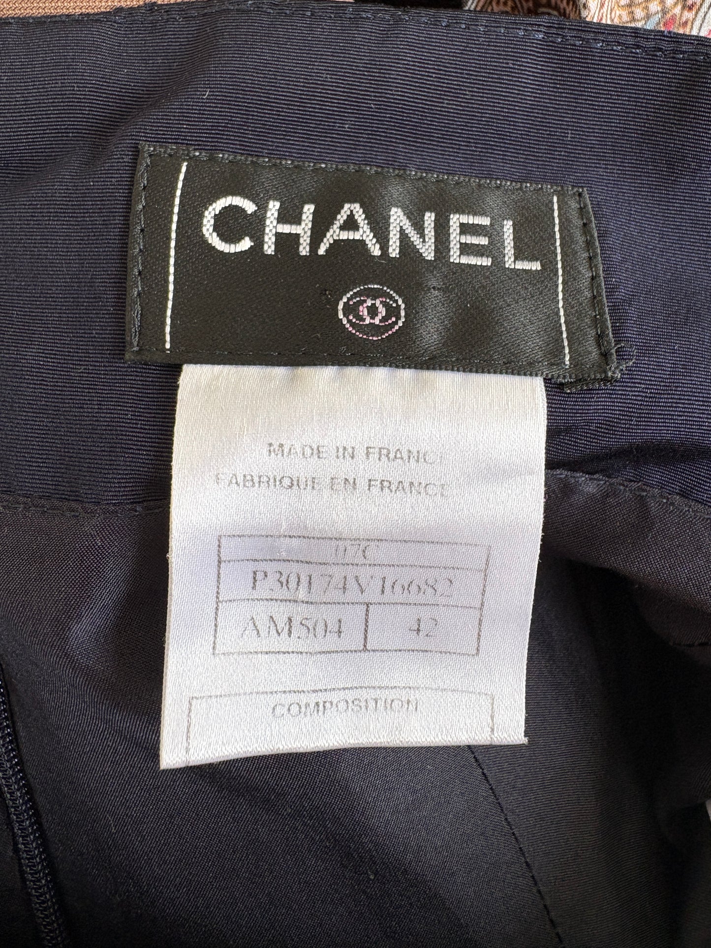 Chanel 2007 Cruise Navy Silk Pencil Skirt