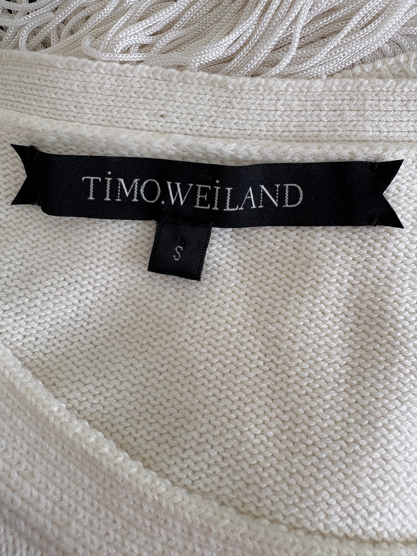Timo Weiland White Knit Tassel Sleeveless Top