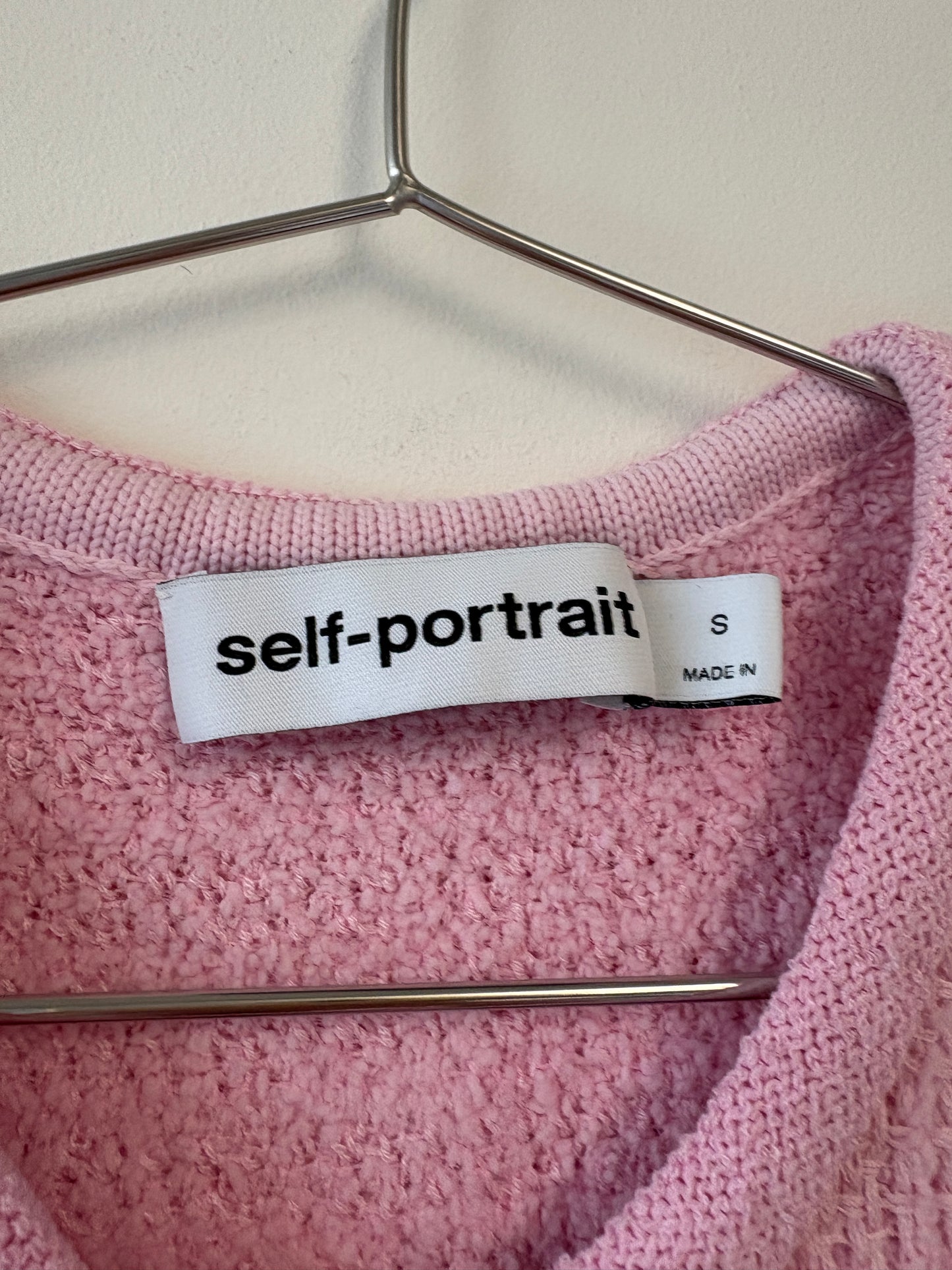 Self-Portrait Pink Embellished Knitted Top And Skirt Co-ord