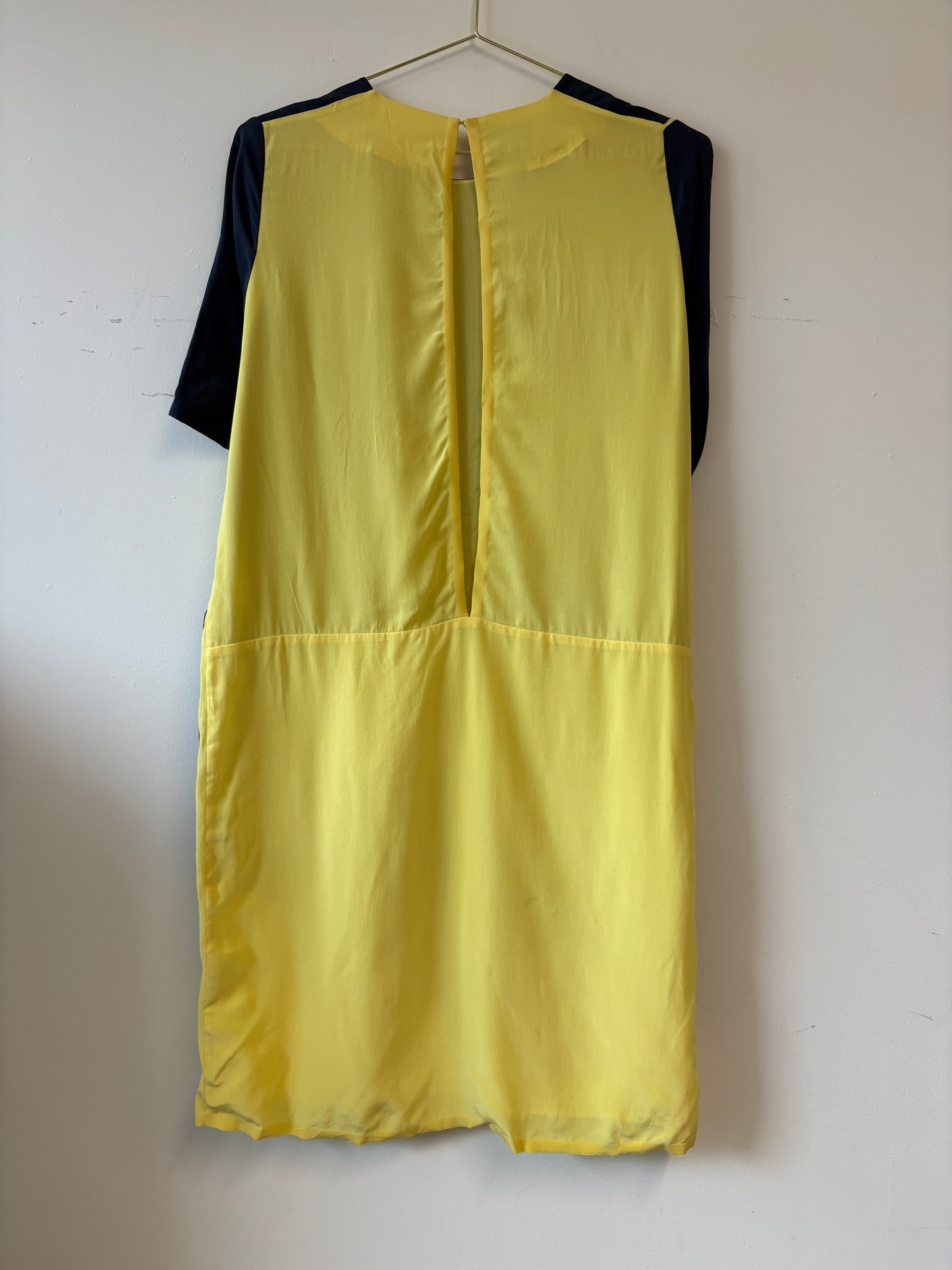 Acne Studios Mallory Navy And Yellow Silk Dress