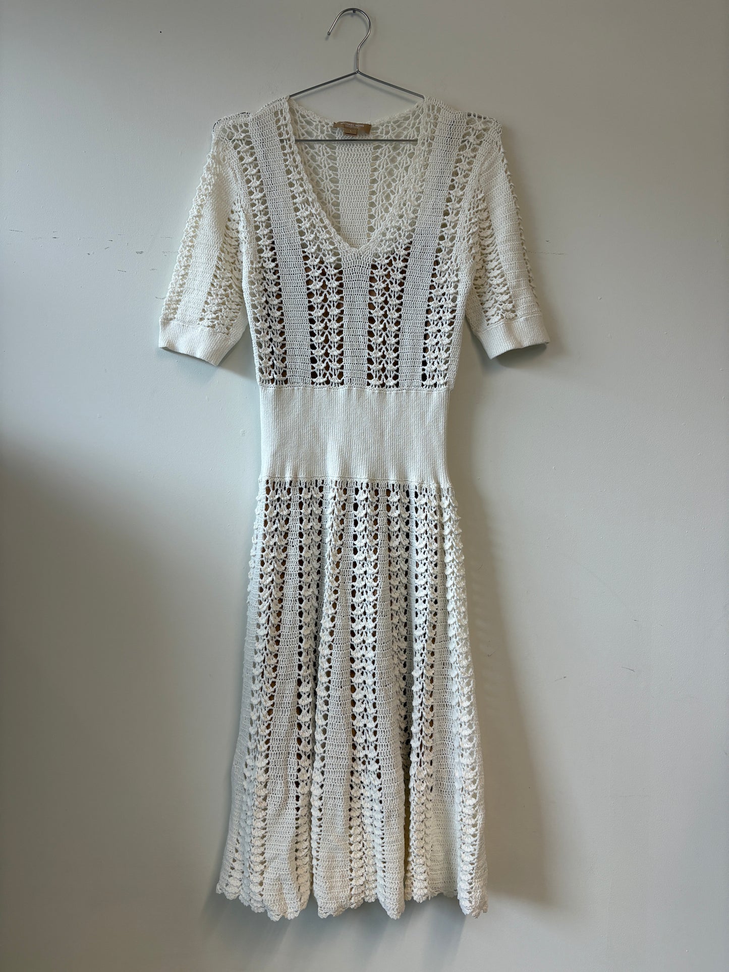Michael Kors Collection White Skater Crochet Dress