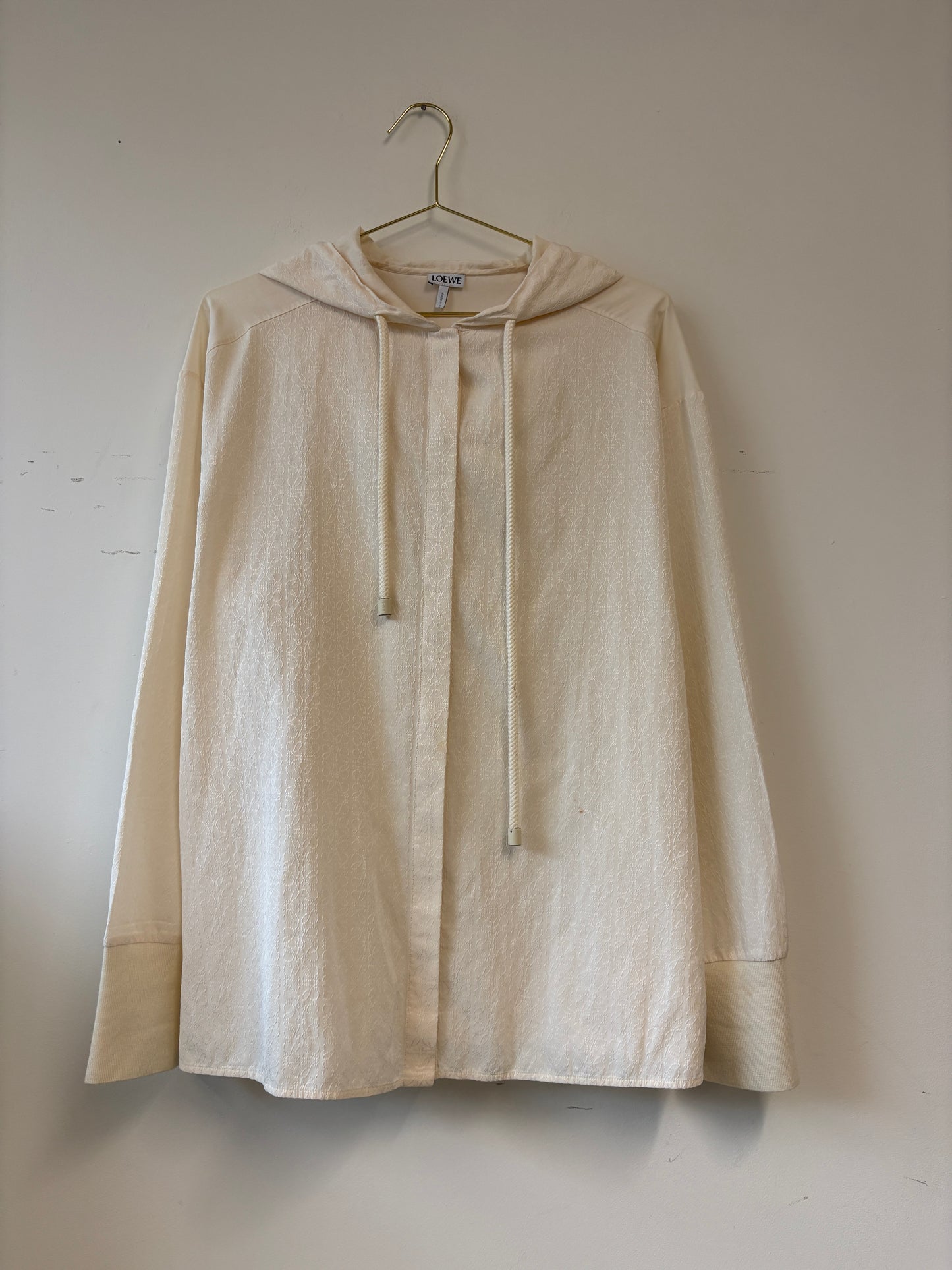 Loewe Hooded Silk Shirt Cream