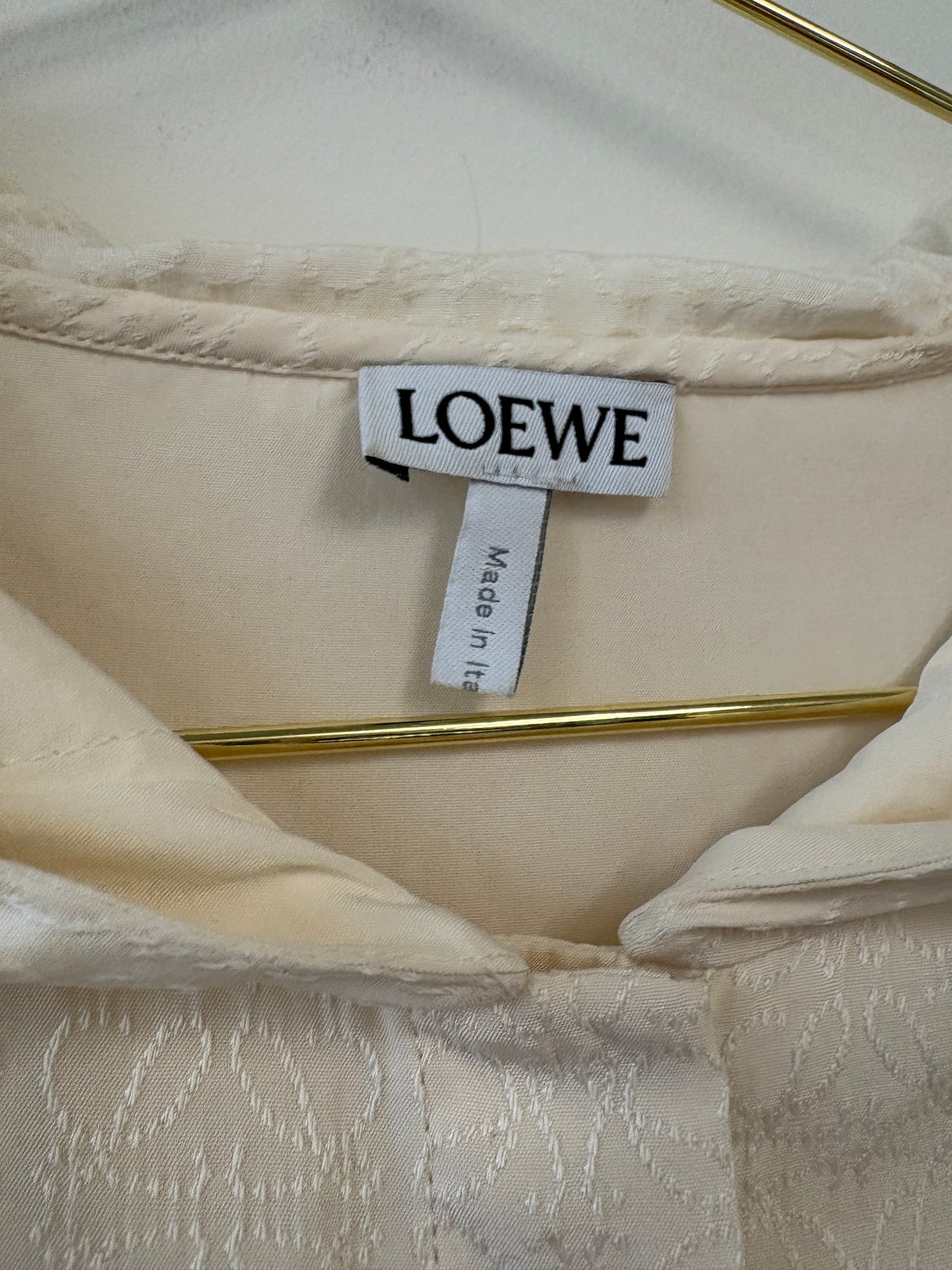 Loewe Hooded Silk Shirt Cream