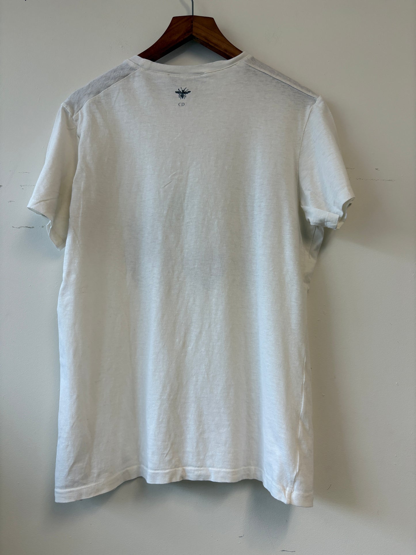 Christian Dior White Graphic Print Cotton T-shirt