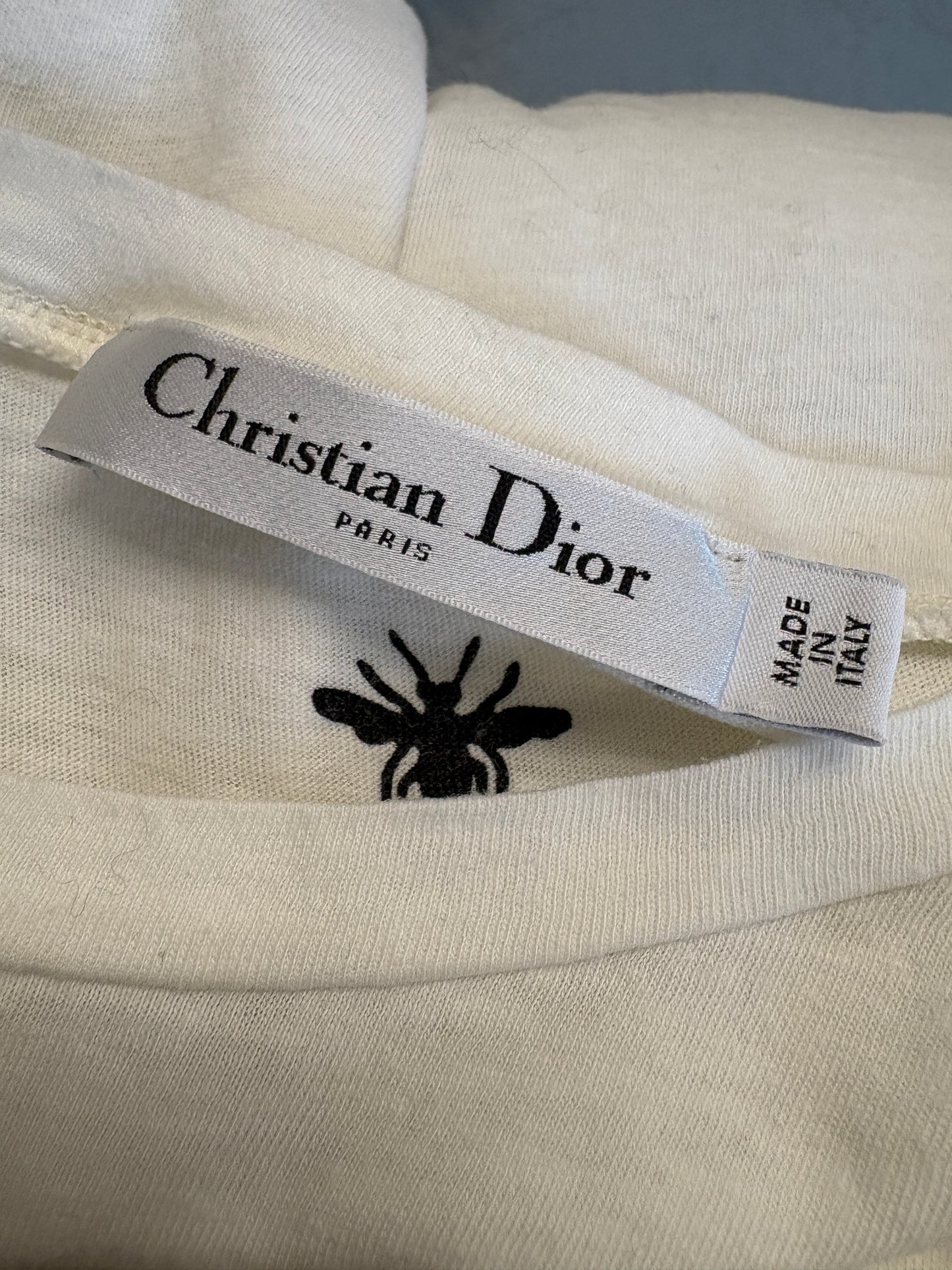 Christian Dior White Graphic Print Cotton T-shirt