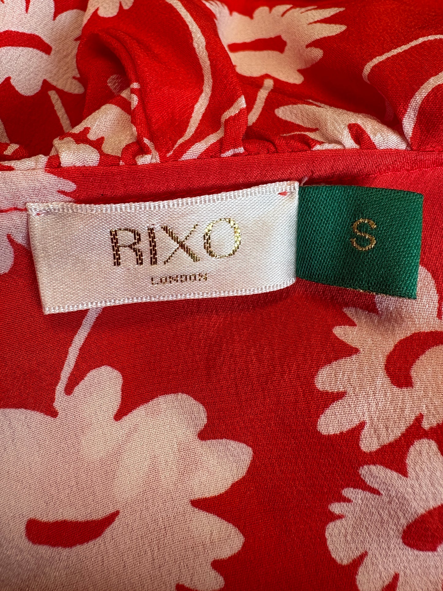 Rixo Red & White Floral Silk Mini Wrap Dress