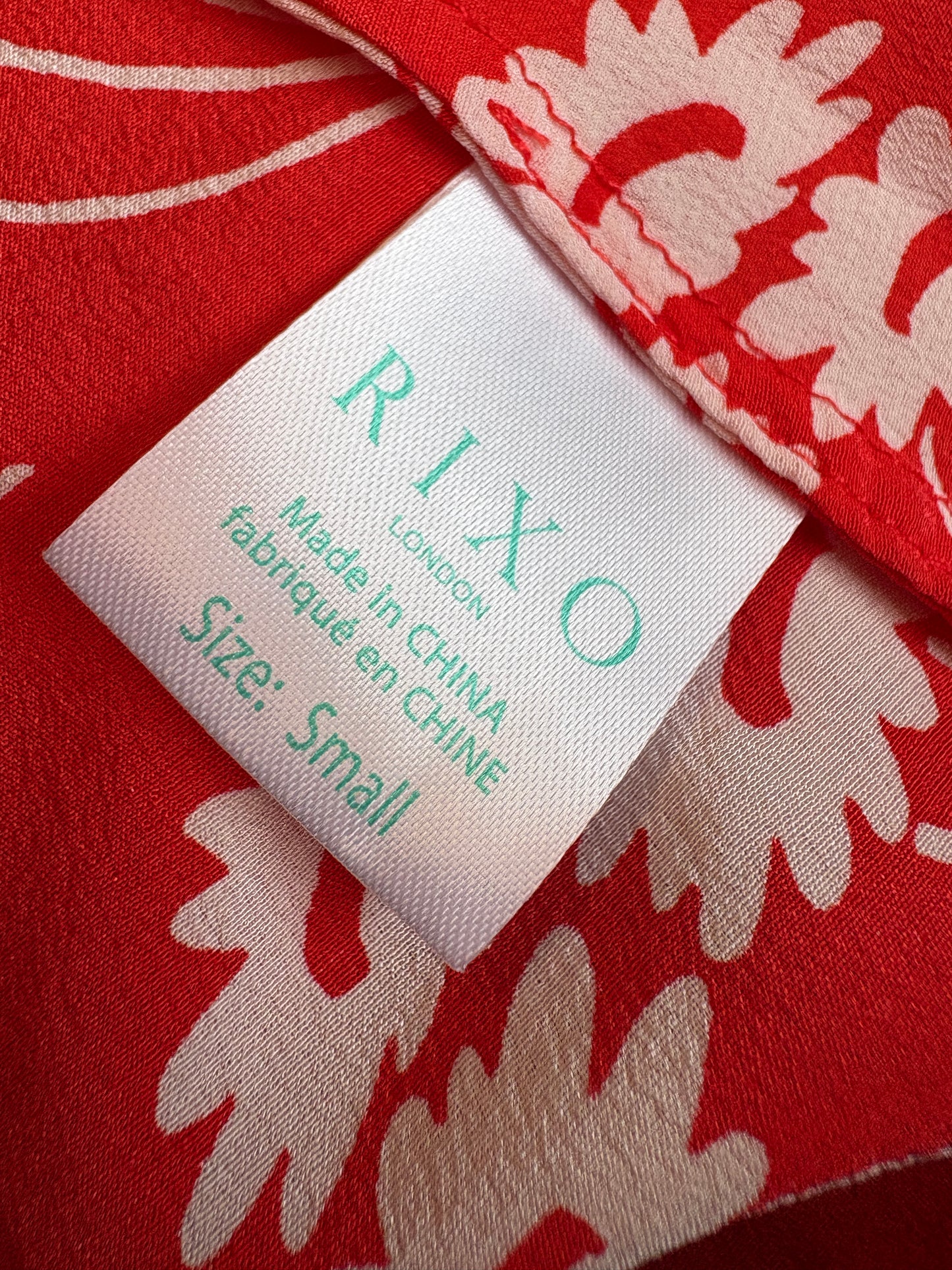 Rixo Red & White Floral Silk Mini Wrap Dress