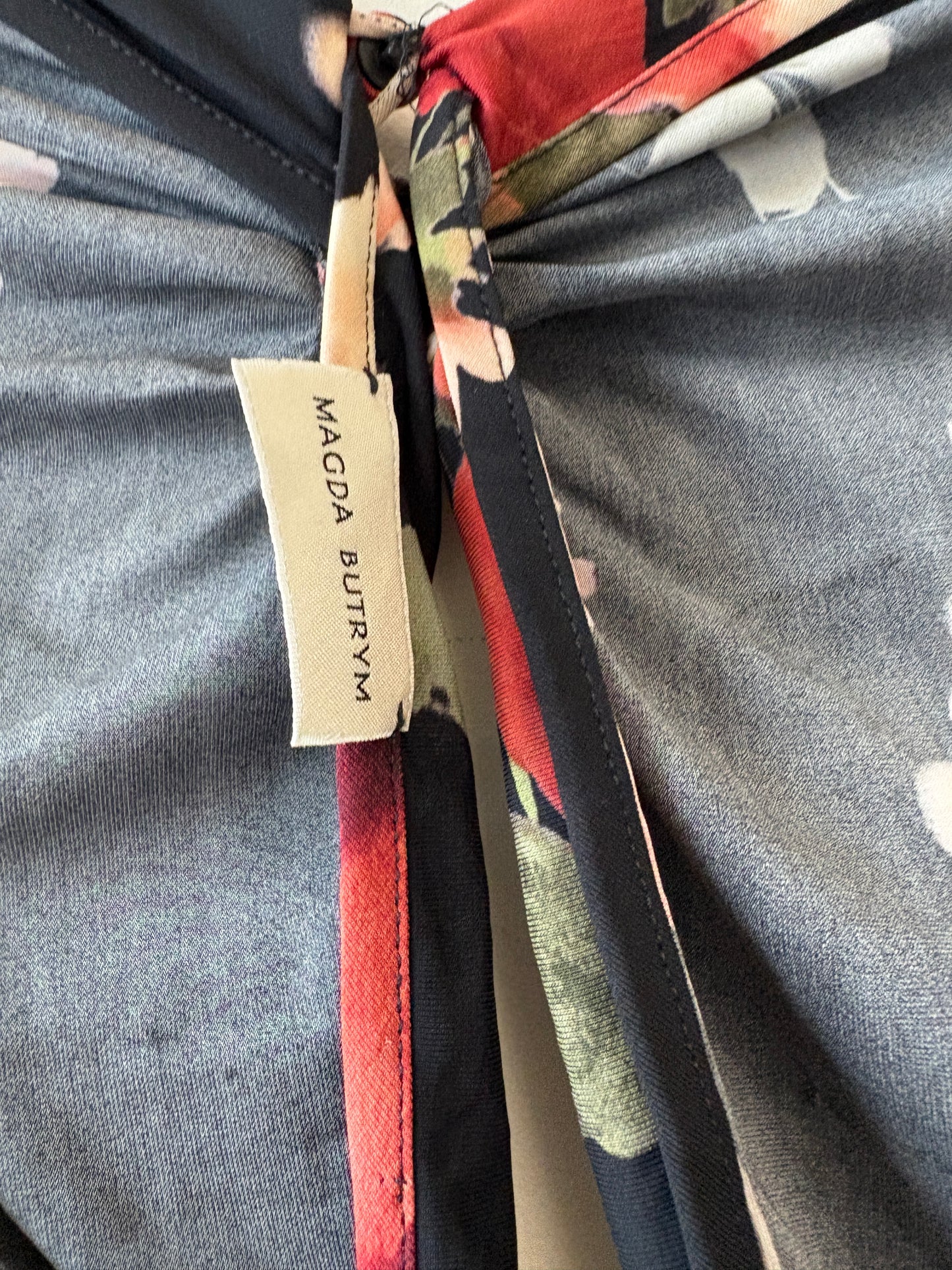 Magda Butrym Black Floral Ruched Mini Dress