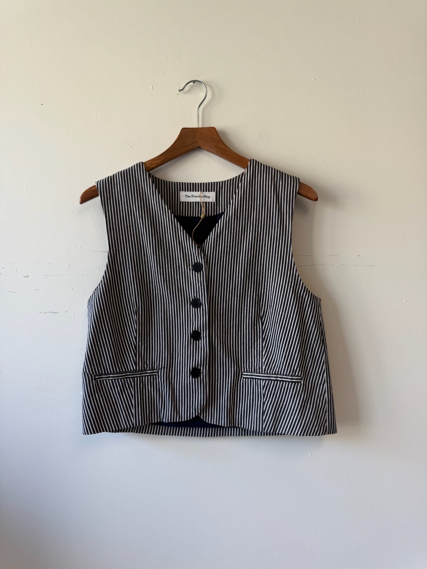 The Frankie Shop Navy Blue Stripe Waistcoat