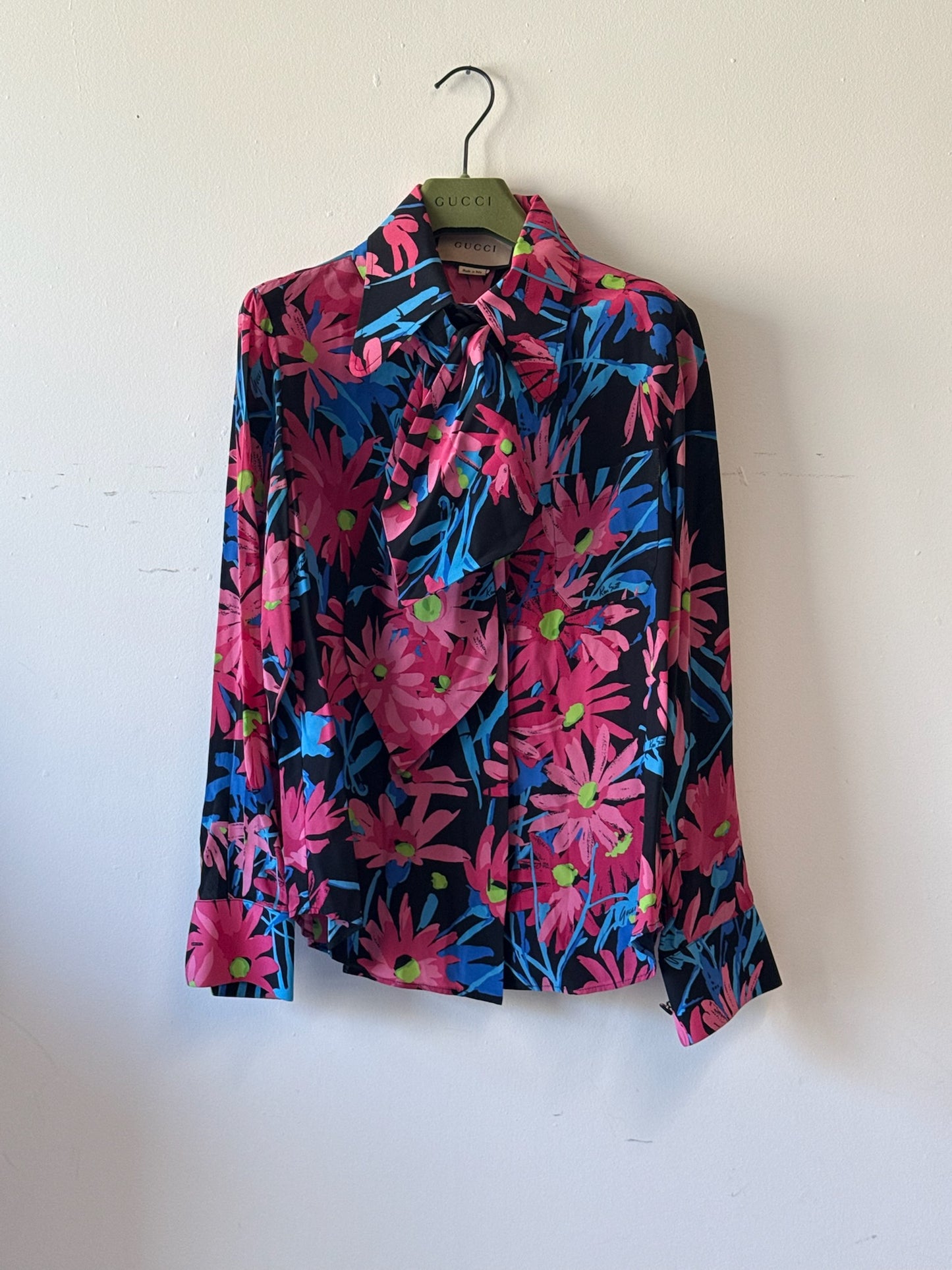 Gucci Black and Pink Floral Blouse