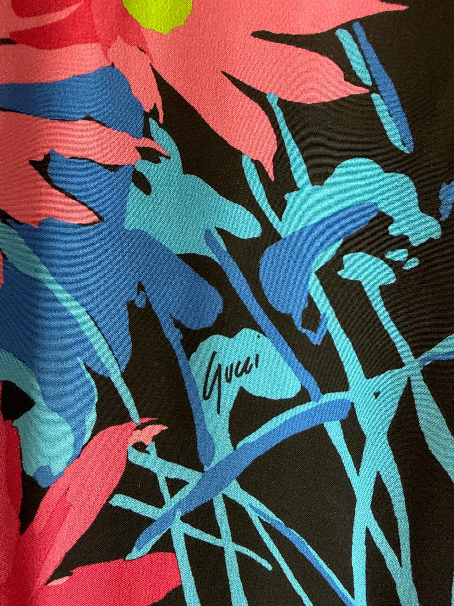 Gucci Black and Pink Floral Blouse