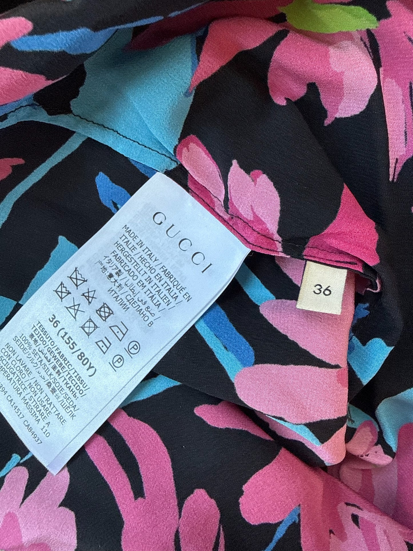 Gucci Black and Pink Floral Blouse