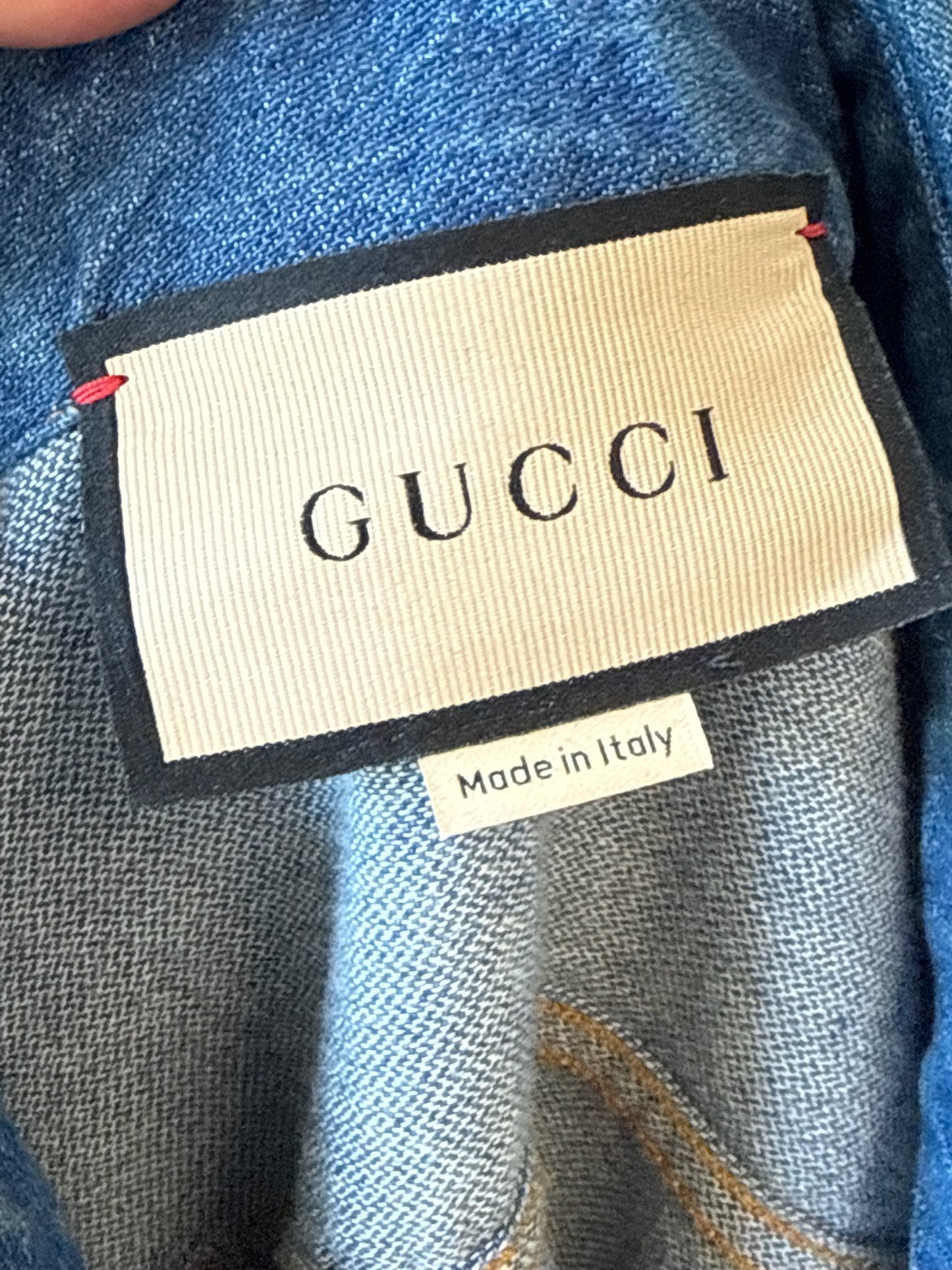 Gucci Blue Denim Strawberry Shirt
