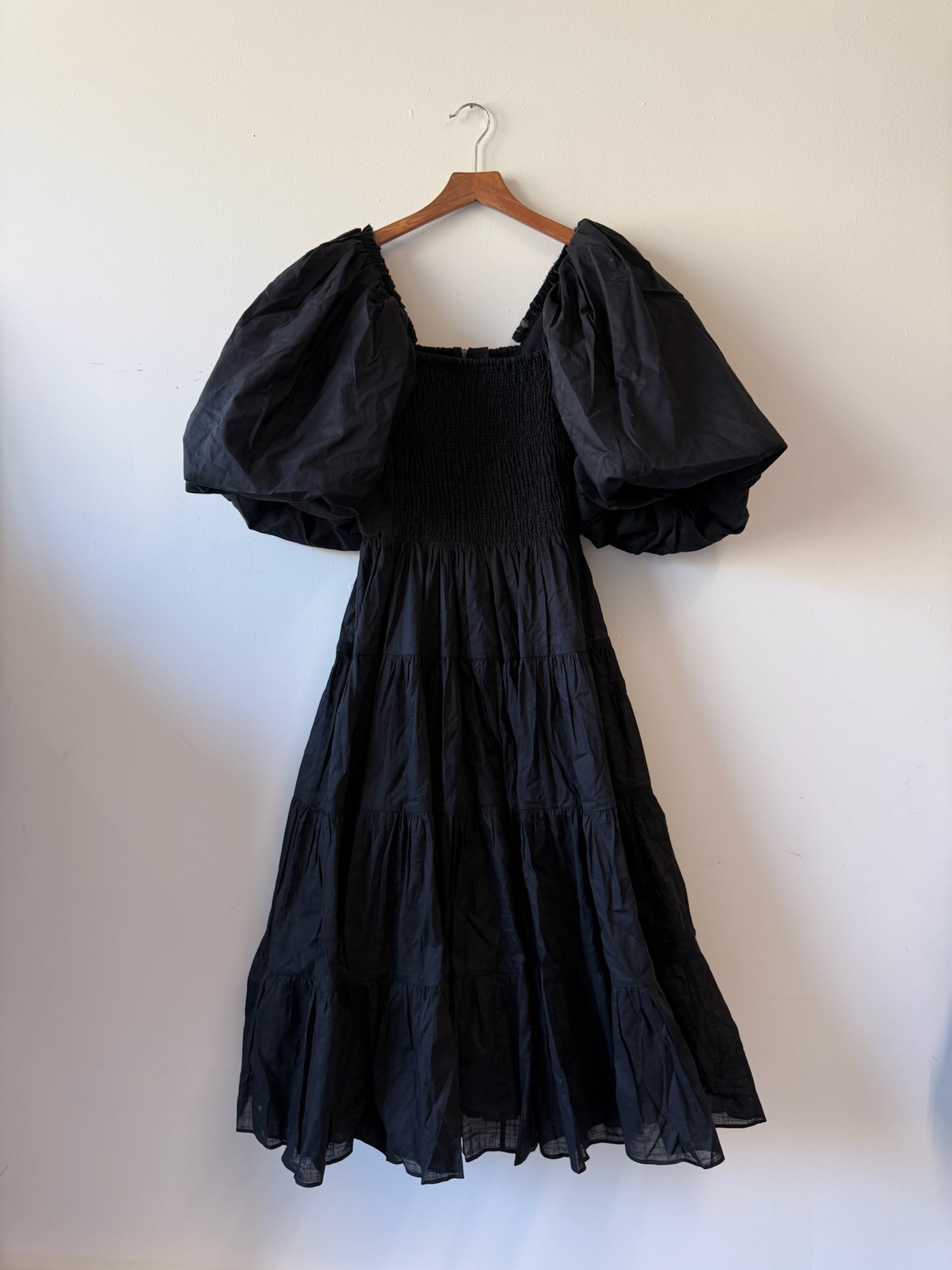 Aje Black Casa Puff Midi Dress