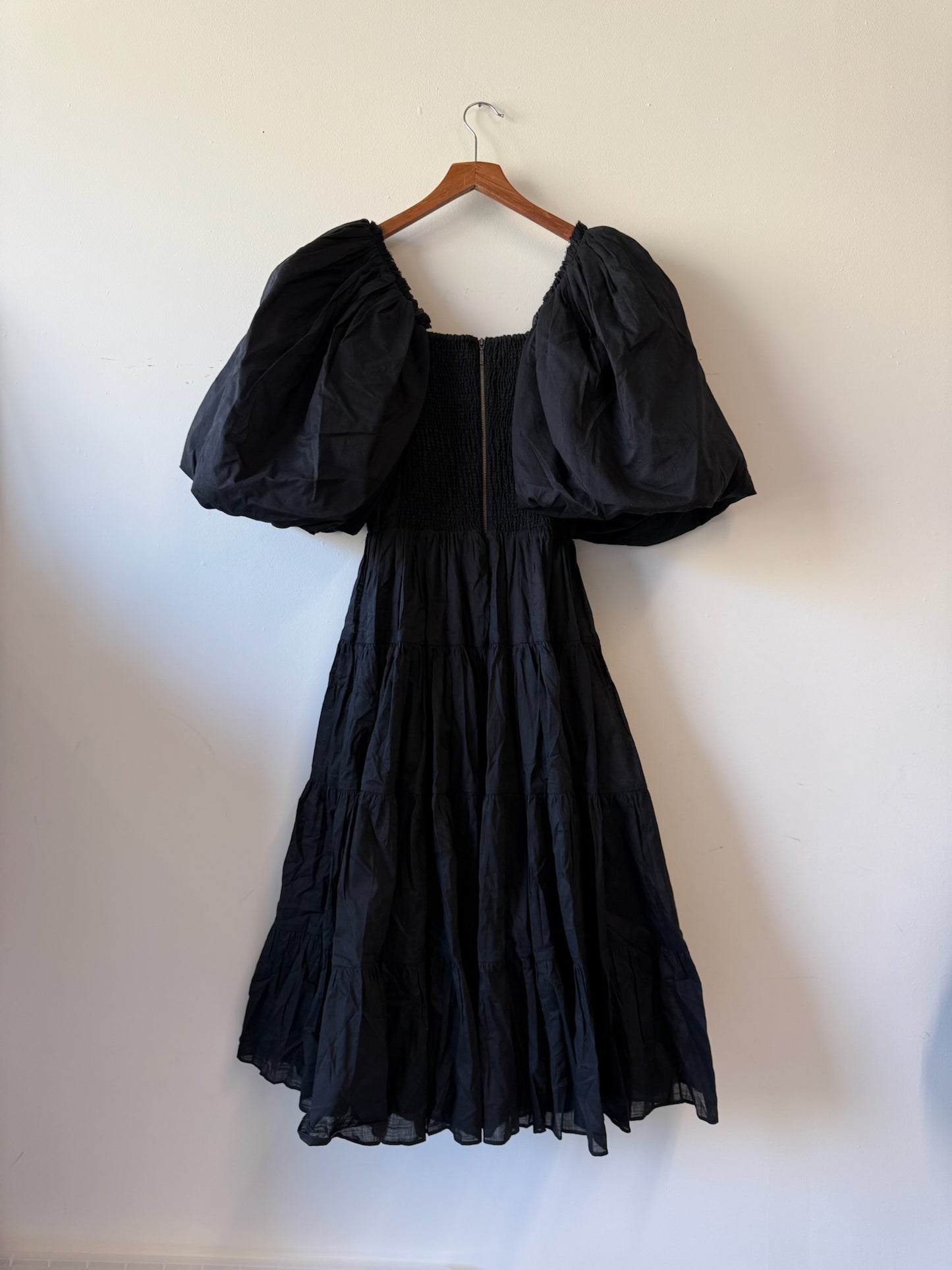 Aje Black Casa Puff Midi Dress