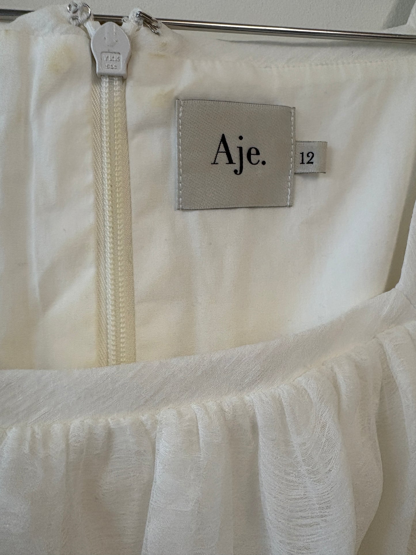 Aje Impression White Long Sleeve Mini Dress