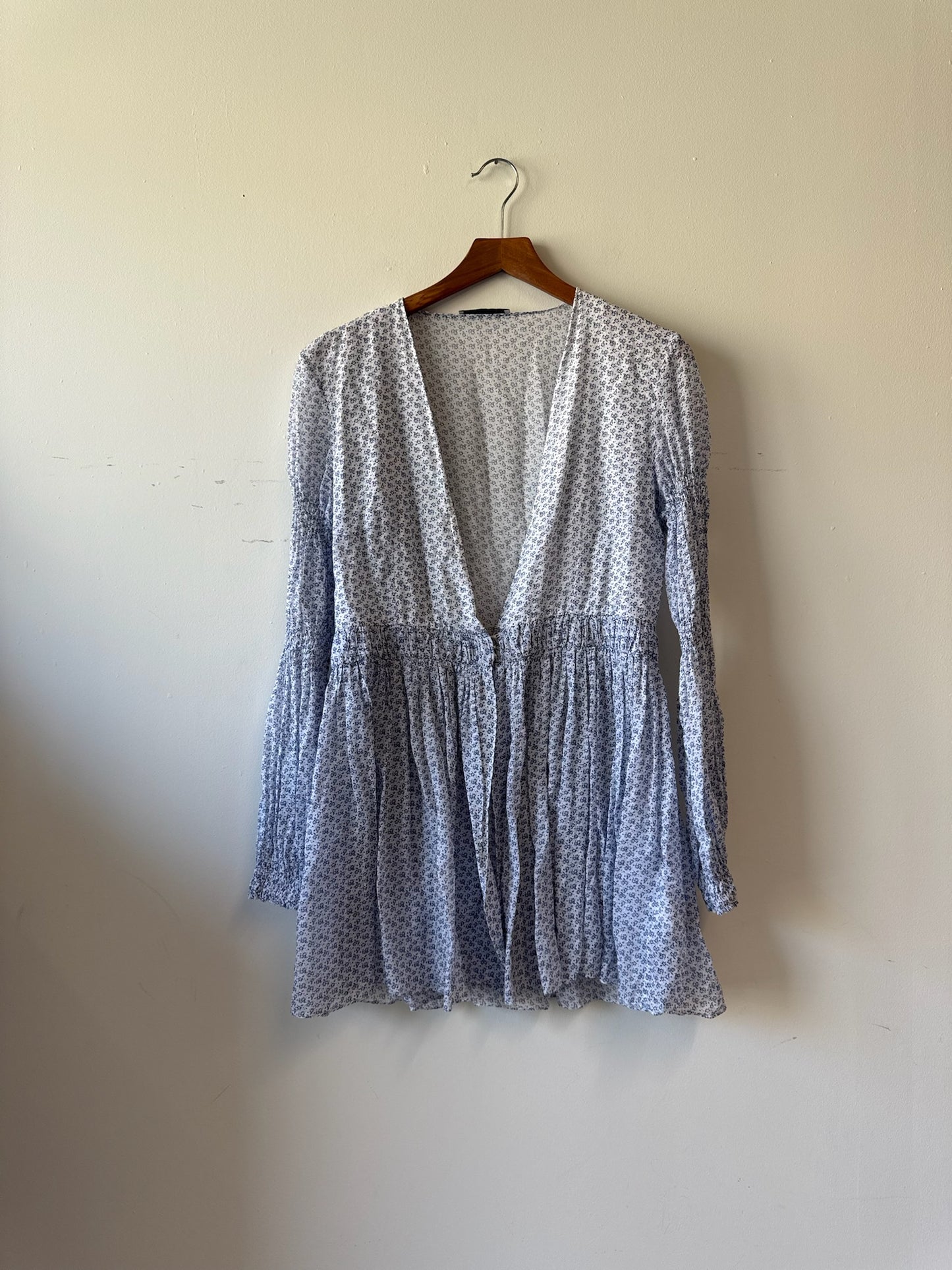 Emilia Wickstead Blue Ditsy Cotton Tunic Top