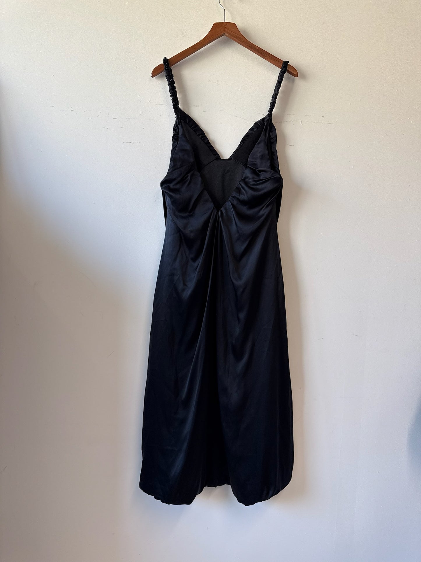 Dodo Bar Or Black Satin Ruched Straps Midi Dress