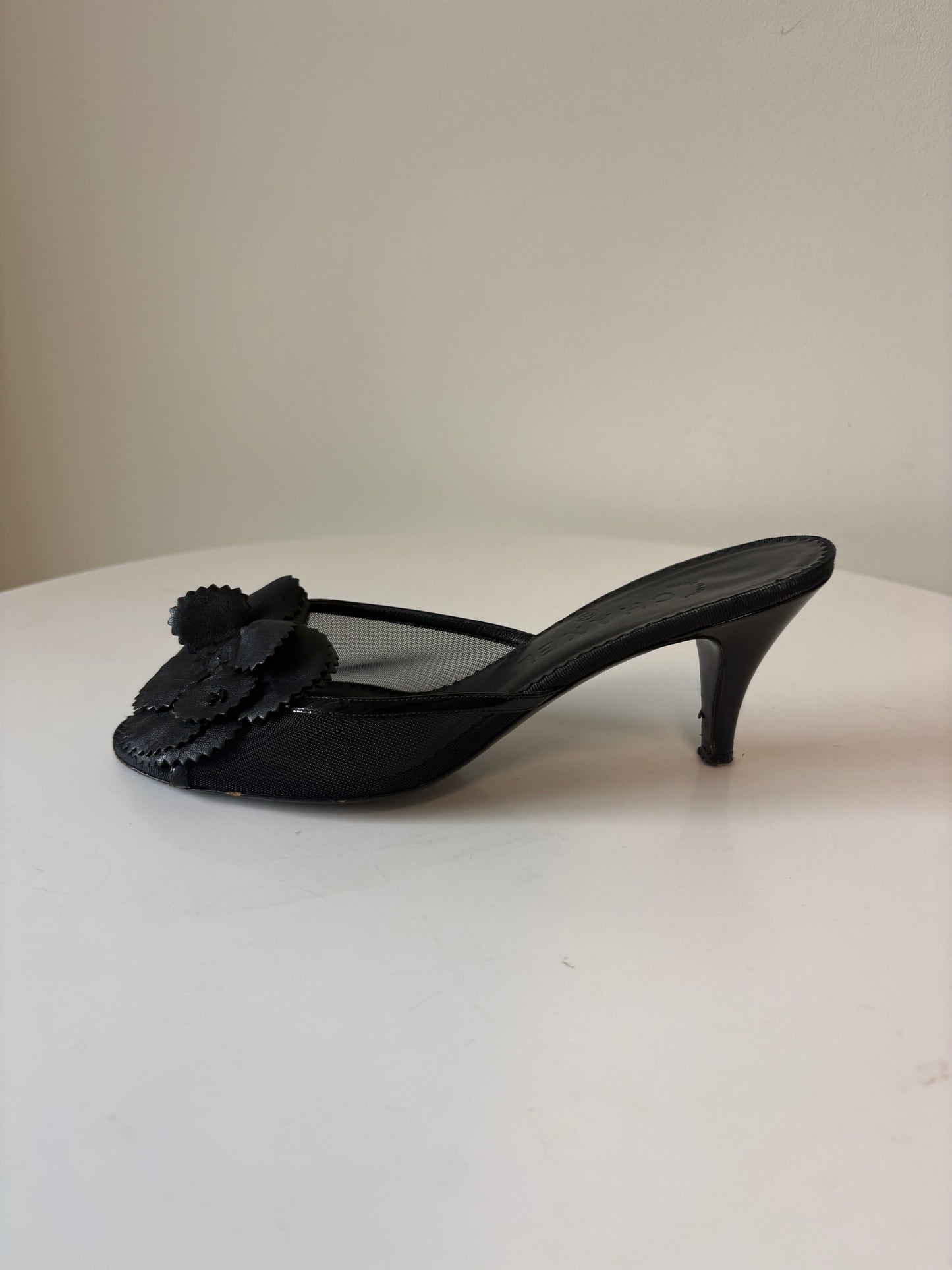 Chanel Camellia Mesh Black Mules