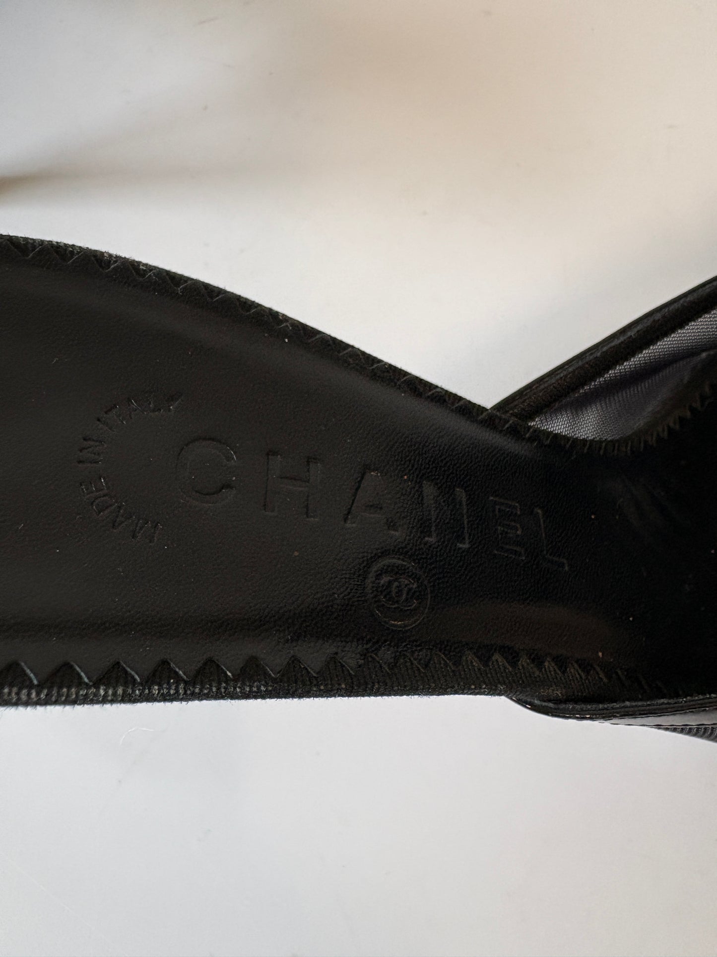 Chanel Camellia Mesh Black Mules