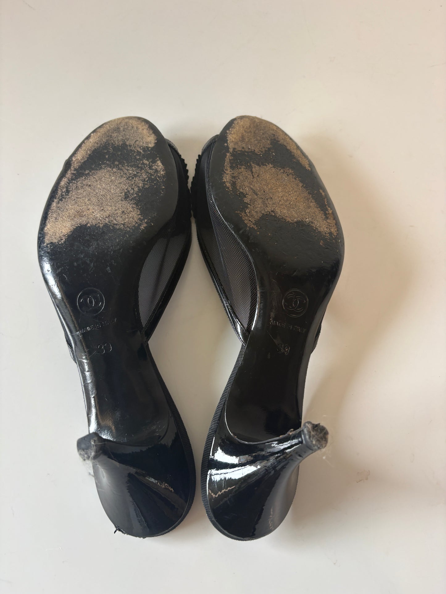 Chanel Camellia Mesh Black Mules