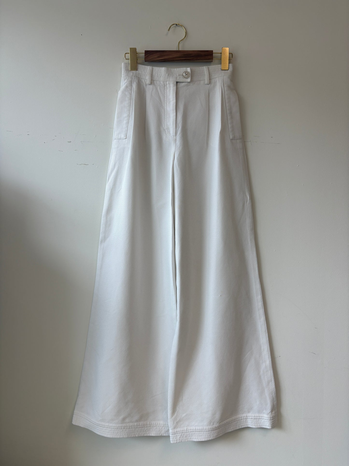 Chanel White Cotton Wide Leg Trousers Spring Summer 2017