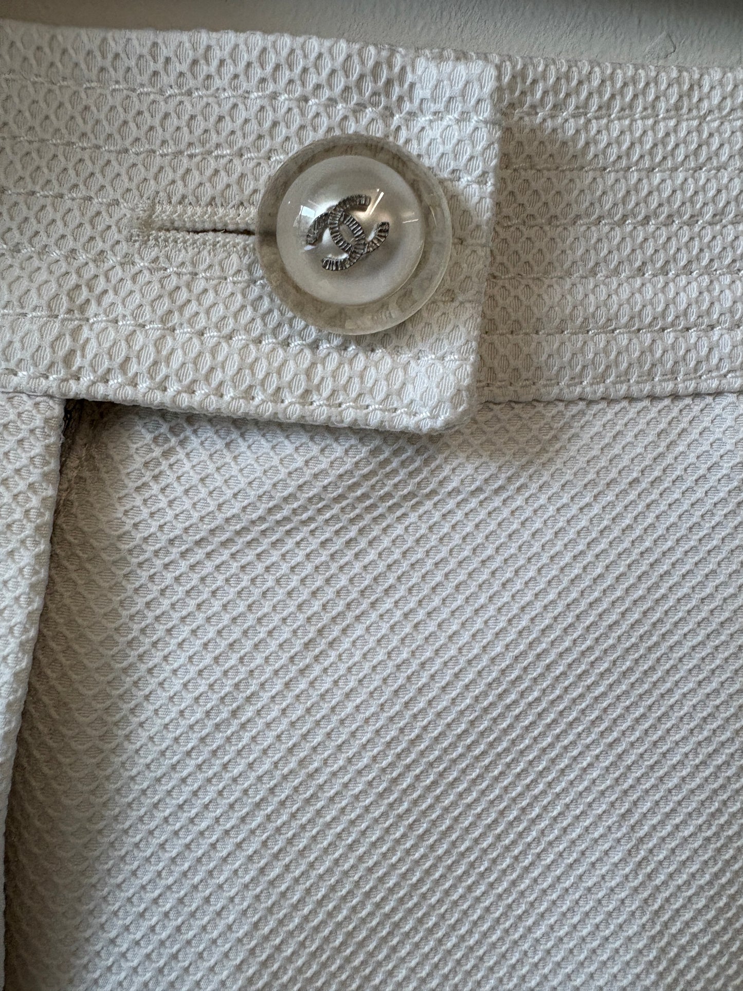 Chanel White Cotton Wide Leg Trousers Spring Summer 2017