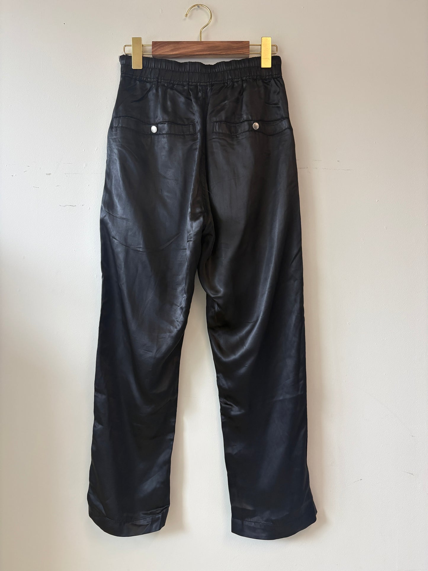 Rick Owens Black Satin Cropped Trousers