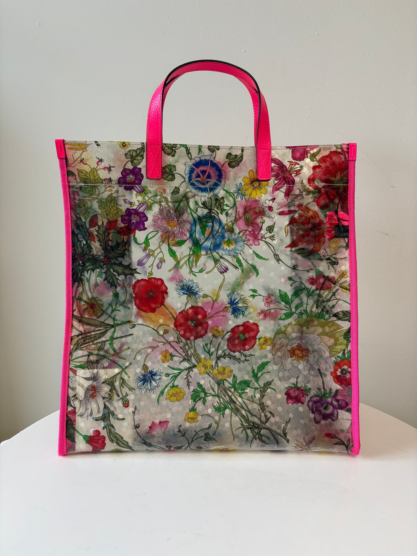 Gucci Flora Print Vinyl Print Tote Bag