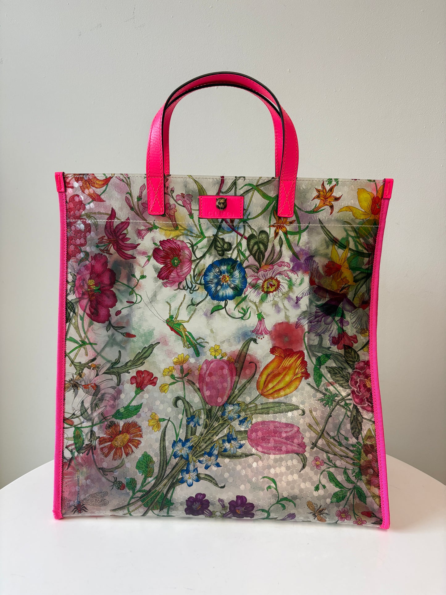Gucci Flora Print Vinyl Print Tote Bag