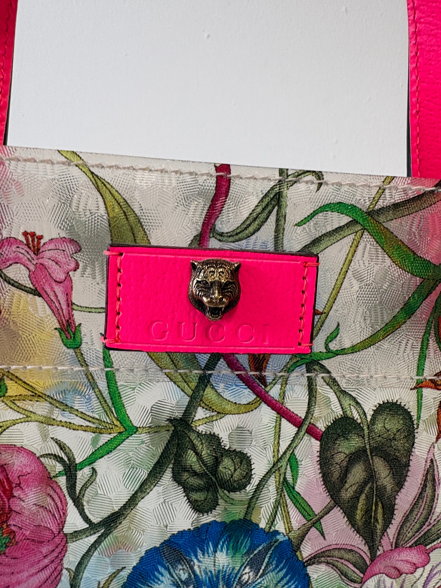 Gucci Flora Print Vinyl Print Tote Bag