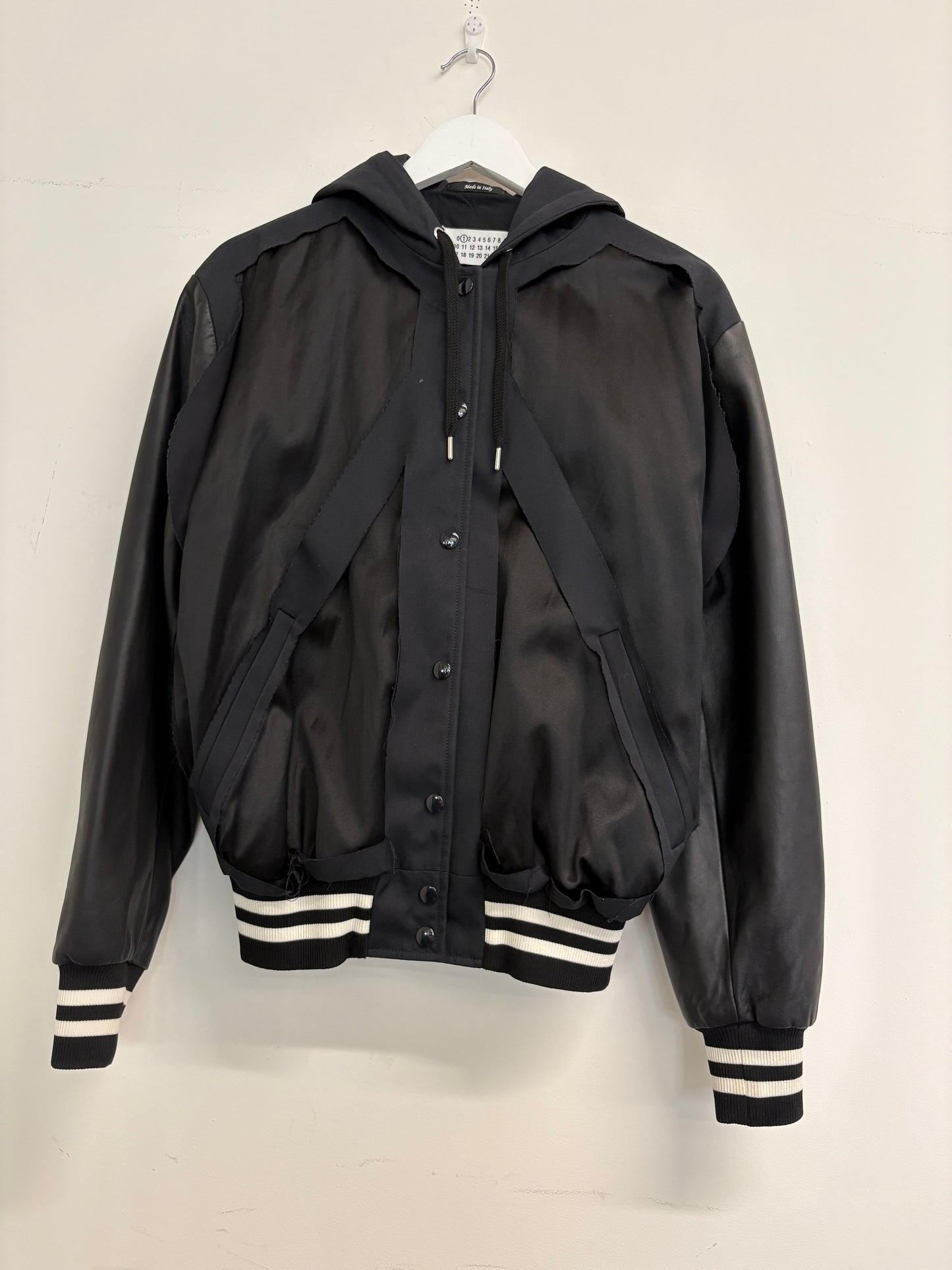 Maison Margiela Black MM1 Silk and Leather Insert Bomber (pre-owned)