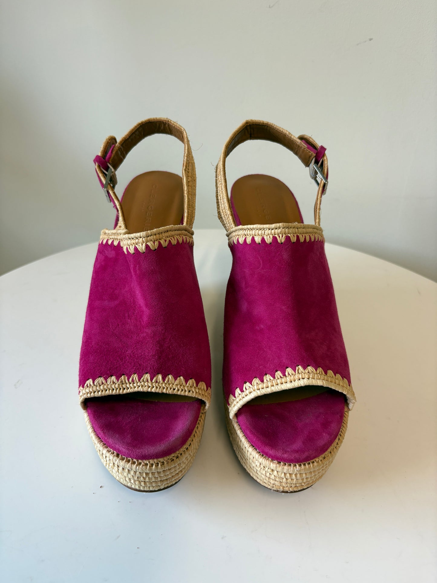 Clergerie Pink Damya Suede Wedge Sandals