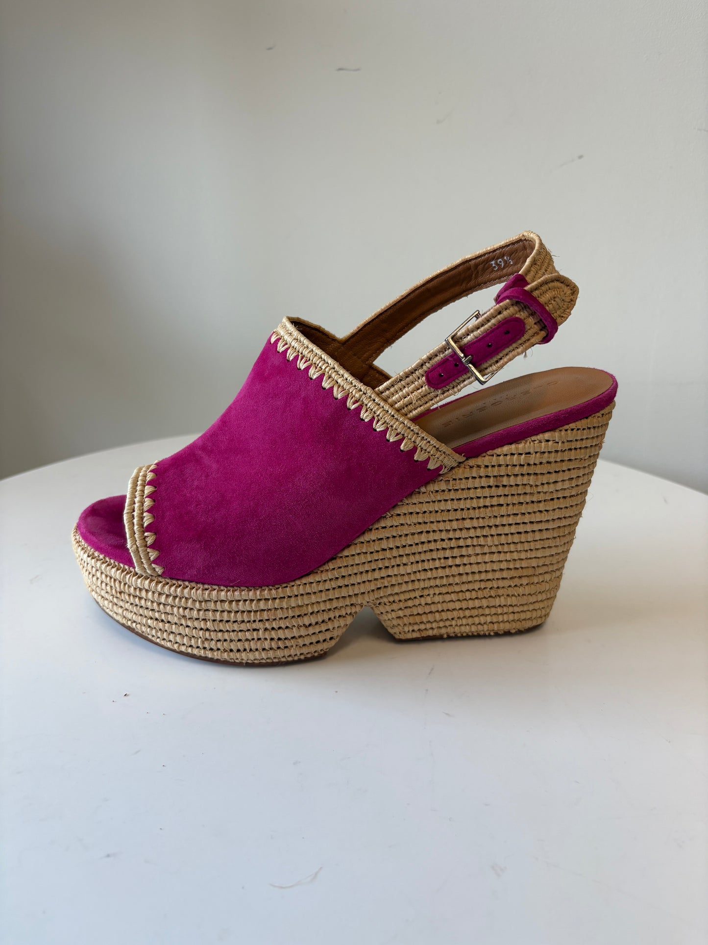Clergerie Pink Damya Suede Wedge Sandals