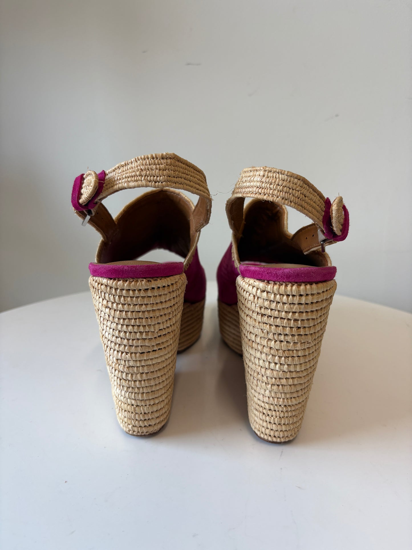 Clergerie Pink Damya Suede Wedge Sandals