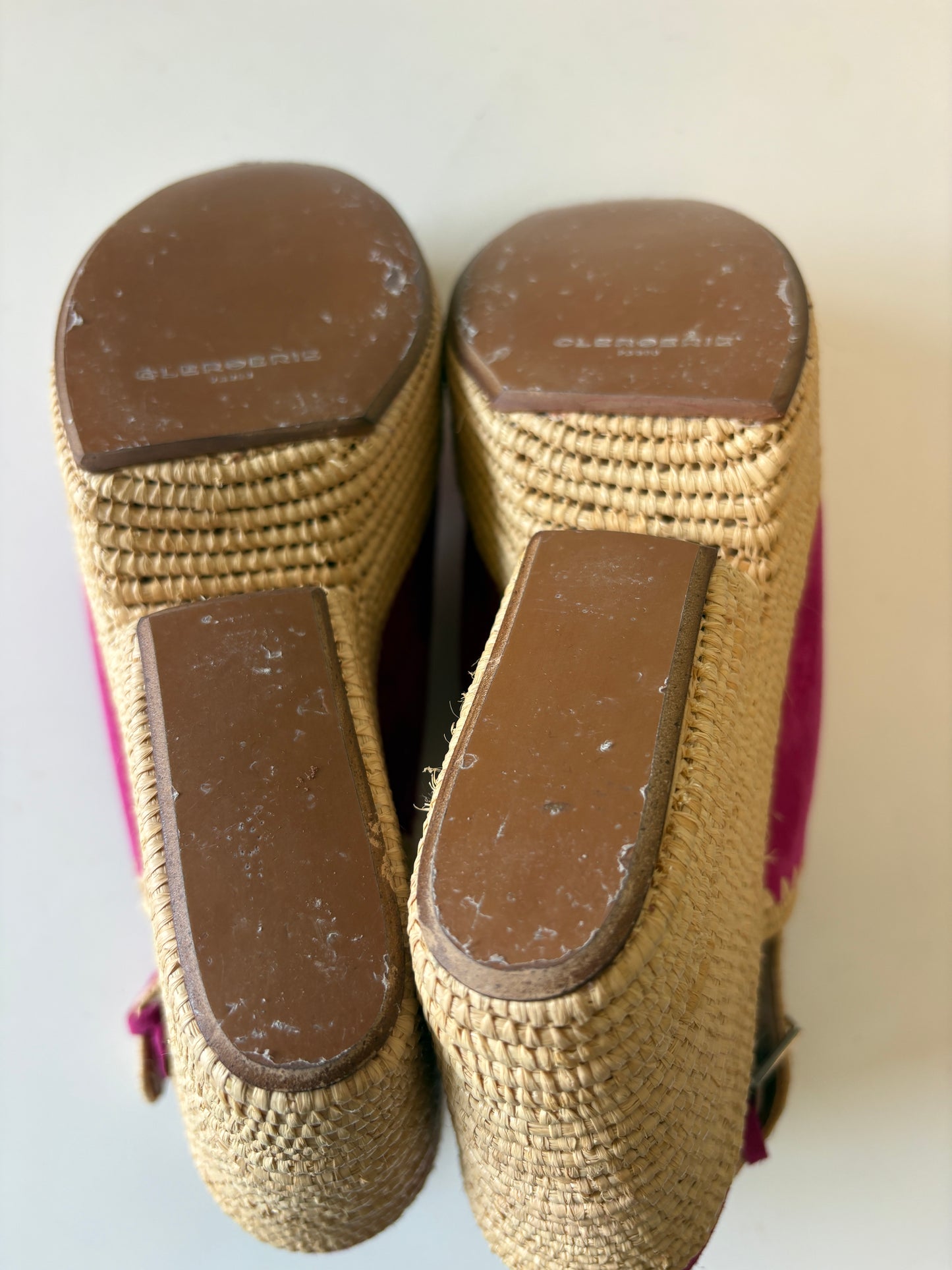 Clergerie Pink Damya Suede Wedge Sandals
