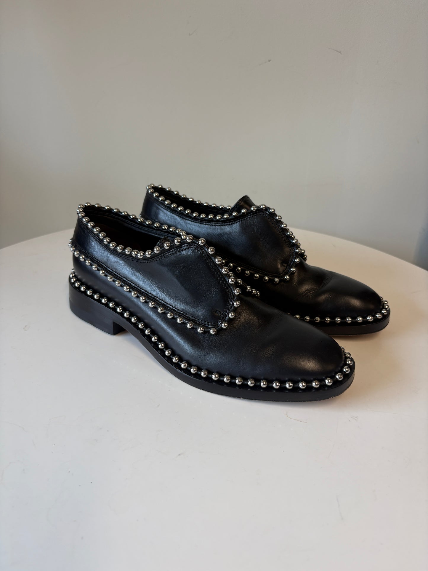 Alexander Wang Wendie Black Leather Studded Oxford Shoes