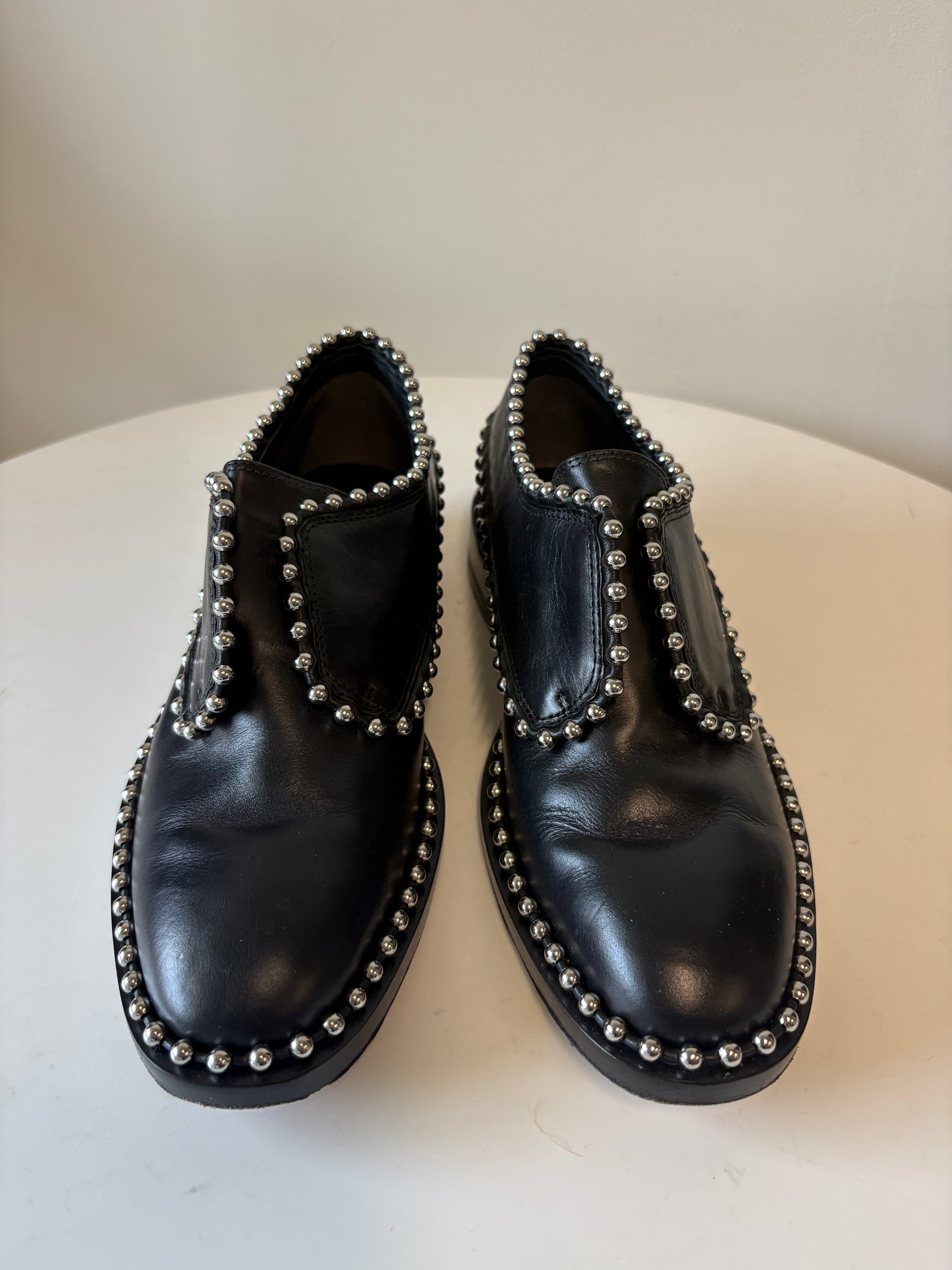 Alexander Wang Wendie Black Leather Studded Oxford Shoes