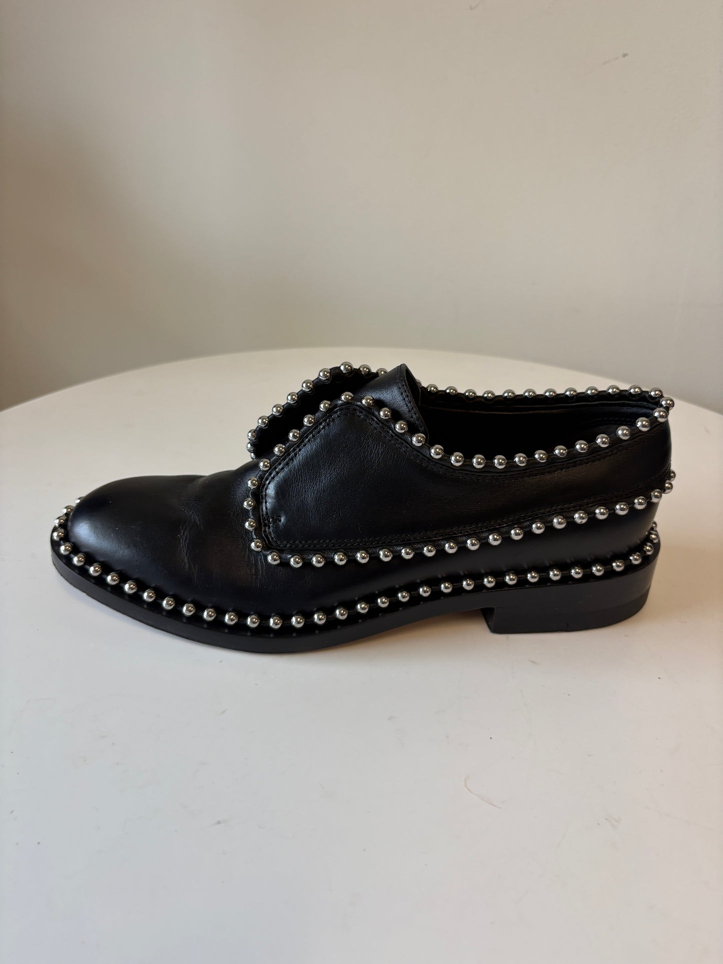 Alexander Wang Wendie Black Leather Studded Oxford Shoes