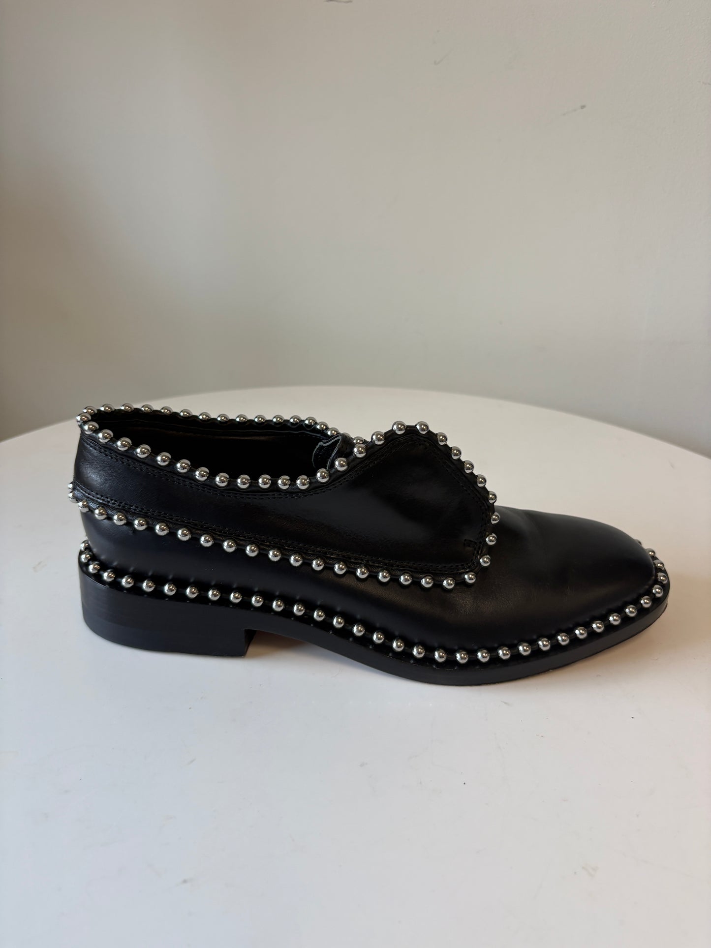 Alexander Wang Wendie Black Leather Studded Oxford Shoes