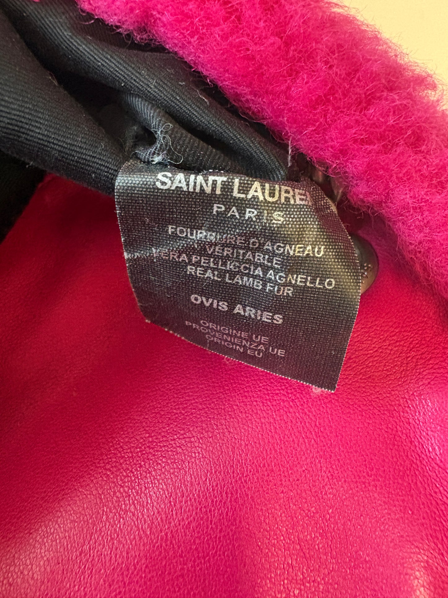Yves Saint Laurent LouLou Pink Shearling Bag