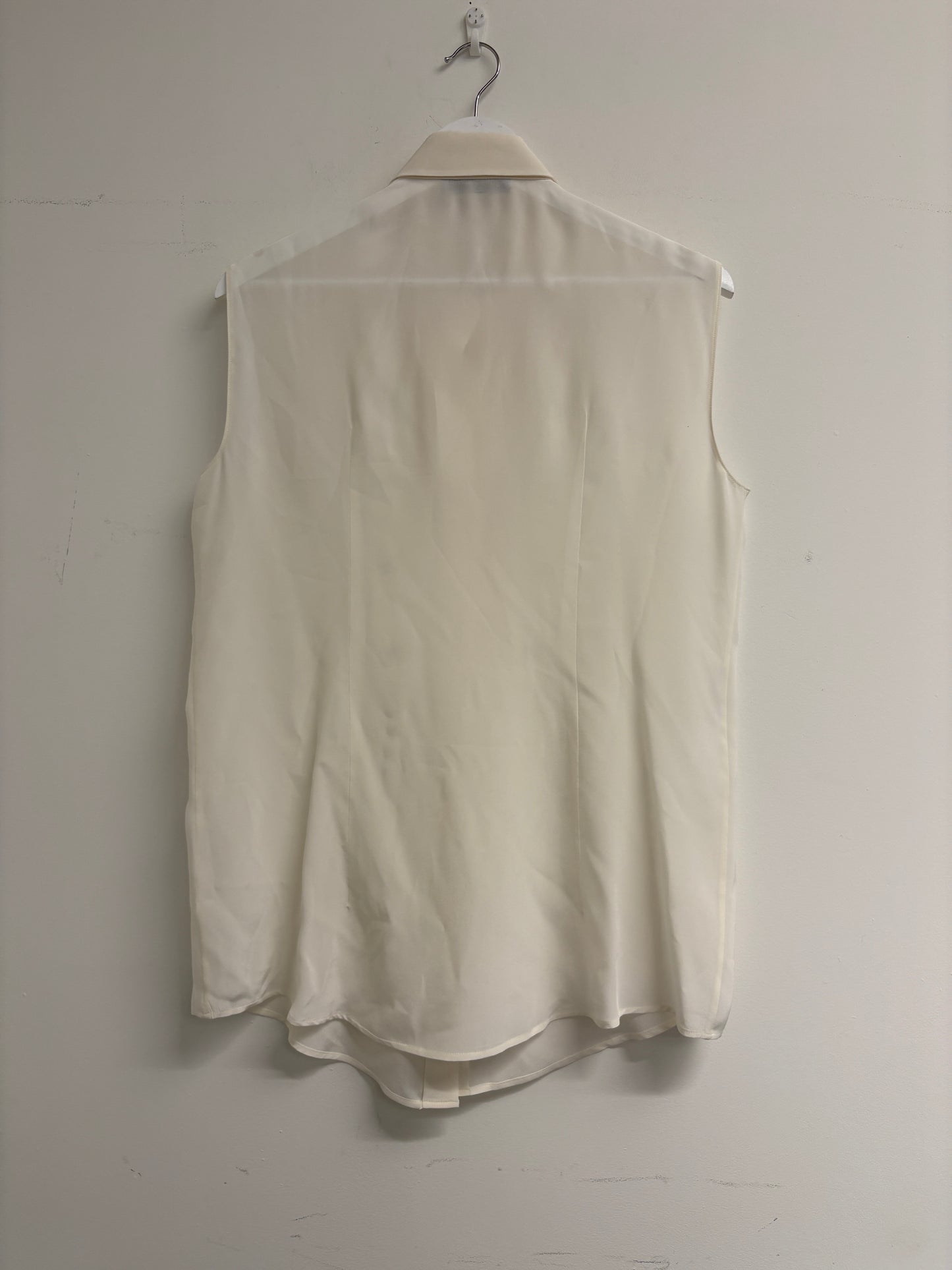 Prada Ivory Silk Bib Front Sleeveless Blouse (pre-owned)
