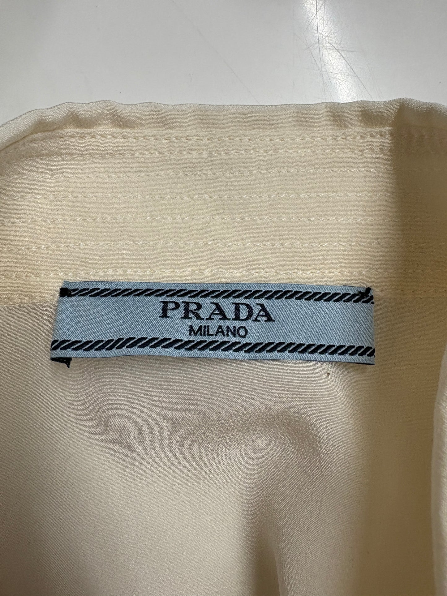 Prada Ivory Silk Bib Front Sleeveless Blouse (pre-owned)