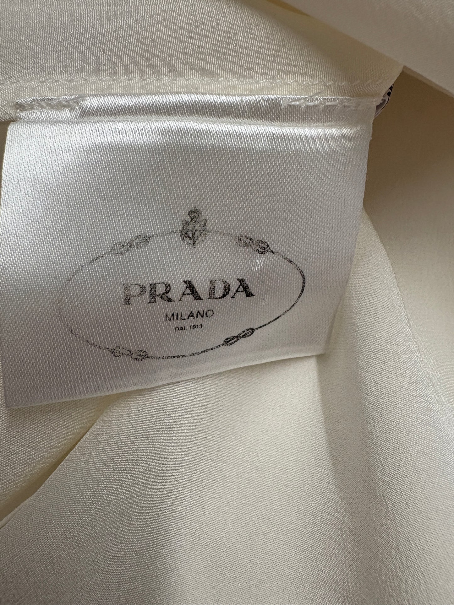 Prada Ivory Silk Bib Front Sleeveless Blouse (pre-owned)