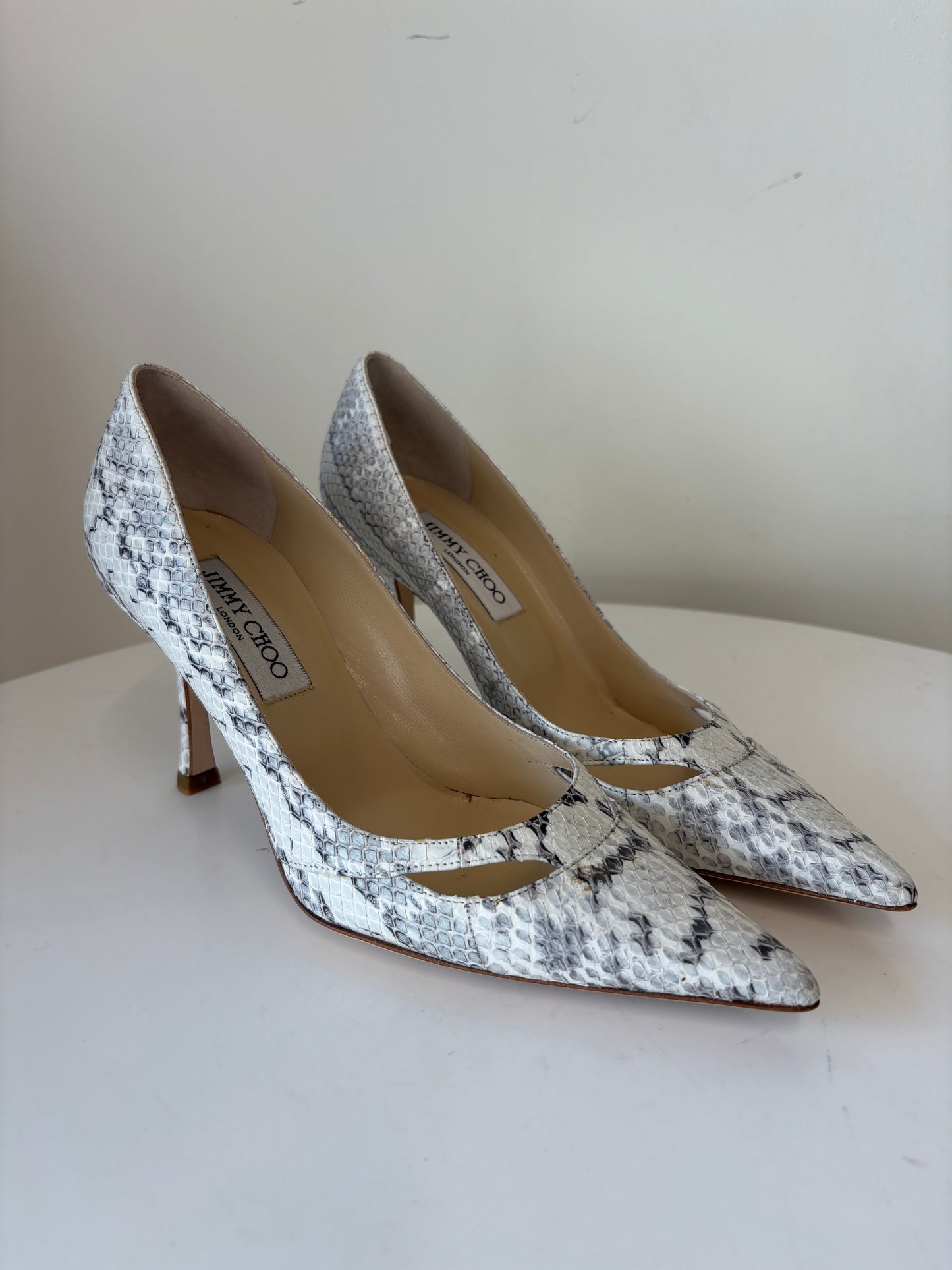 Jimmy Choo 081 Margo Elaphe Snake Natural Pumps